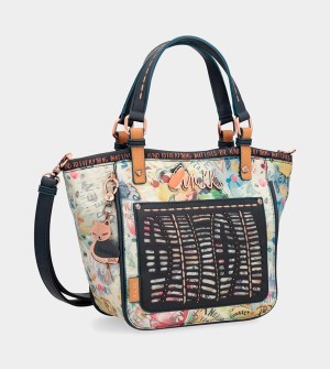 Anekke Nature Pachamama Navy Blue Printed Borsa a Mano | YC6945807