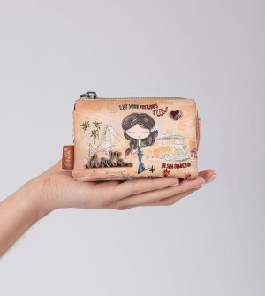 Anekke Peace & Love Camel 3-compartment Coin Portafogli | YF1486953