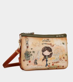 Anekke Peace & Love Camel Print Borse Crossbody | QX7421960