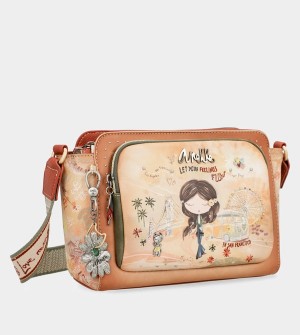 Anekke Peace & Love Camel Rectangular Borse Crossbody | HR5780431