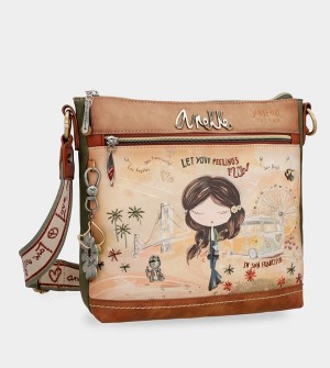 Anekke Peace & Love Camel Square Borse Crossbody | AN2067945