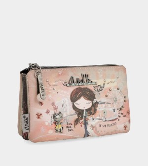 Anekke Peace & Love Pink 3-compartment Coin Portafogli | PN0856234