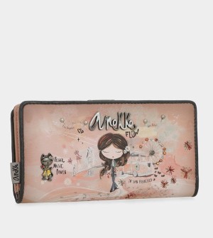 Anekke Peace & Love Pink Large Rfid Portafogli | MD0819763