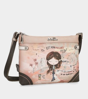 Anekke Peace & Love Pink Medium Borse Crossbody | VQ6802514