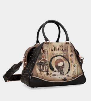 Anekke Shōen Large Black Borse Crossbody | YT9830267