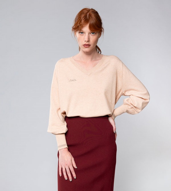 Anekke Beige Shōen V-neck Maglioni | TY8731094