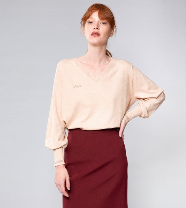 Anekke Beige Shōen V-neck Maglioni | TY8731094