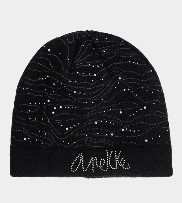 Anekke Black Knitted Beanie Cappelli | VB0174839