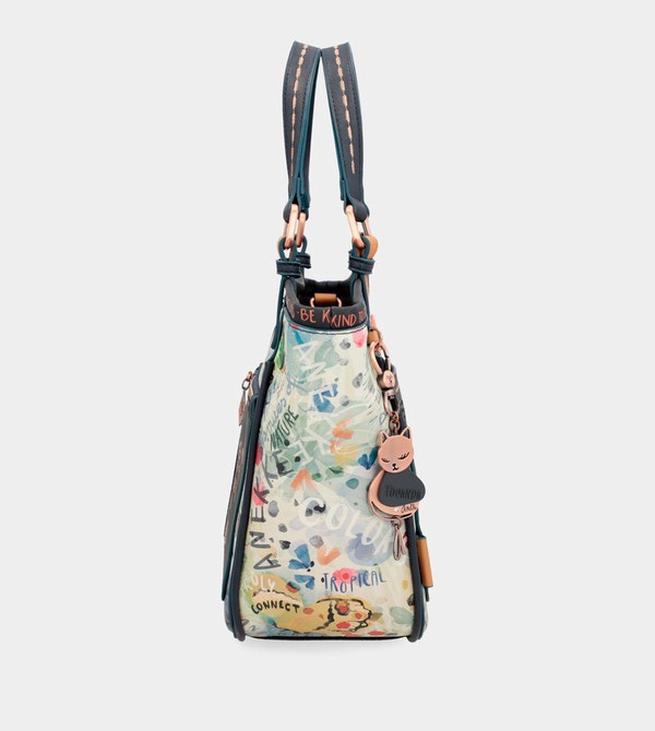 Anekke Nature Pachamama Navy Blue Printed Borse Tote | UO4985601