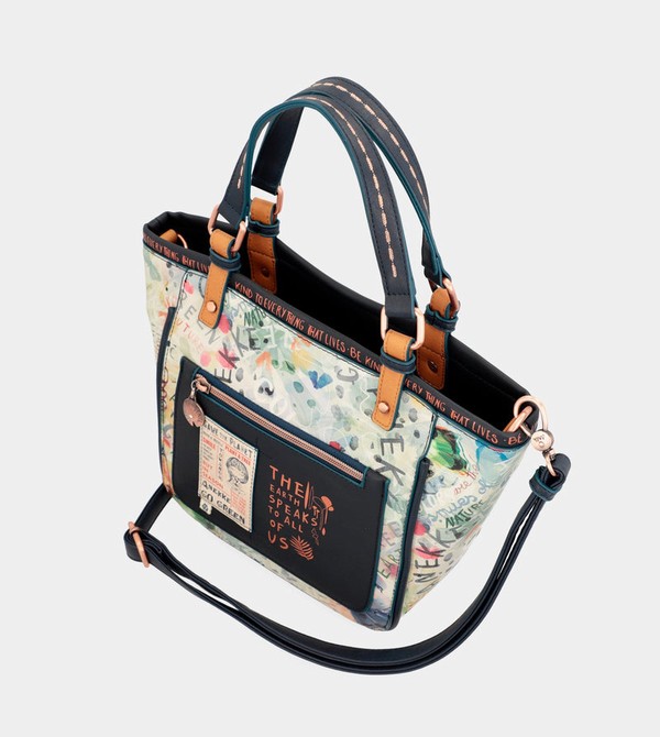 Anekke Nature Pachamama Navy Blue Printed Borse Tote | UO4985601