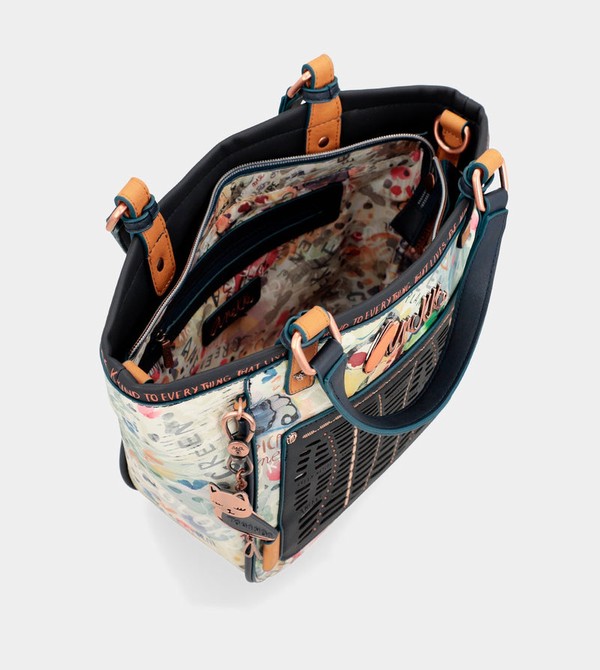Anekke Nature Pachamama Navy Blue Printed Borse Tote | UO4985601