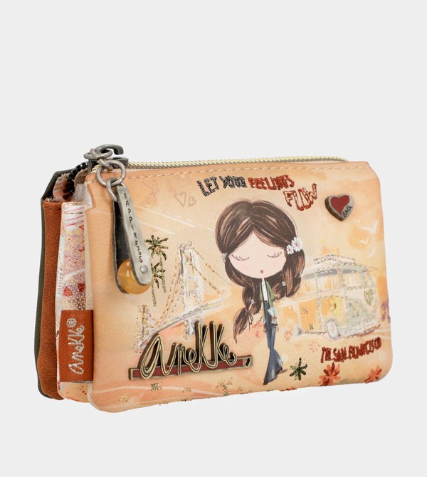 Anekke Peace & Love Camel 3-compartment Coin Portafogli | YF1486953