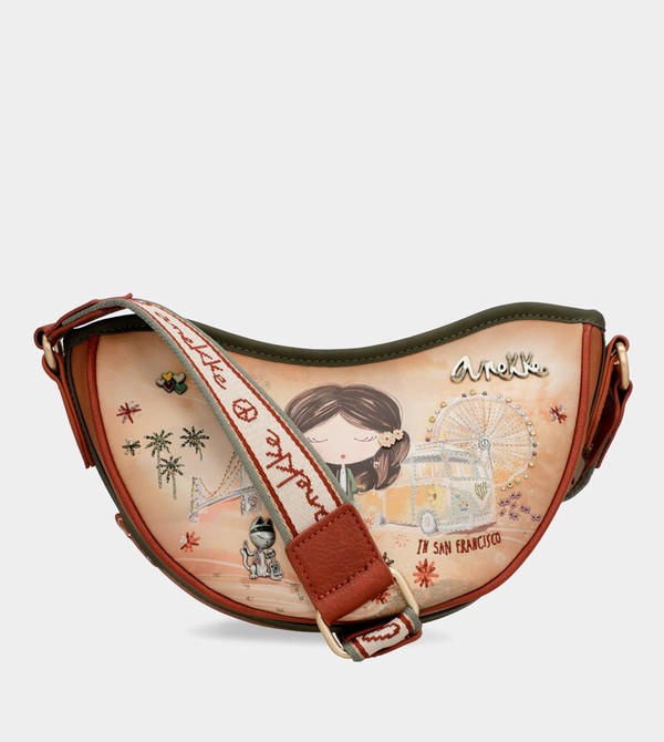 Anekke Peace & Love Camel Oval Borse Crossbody | BN3152670