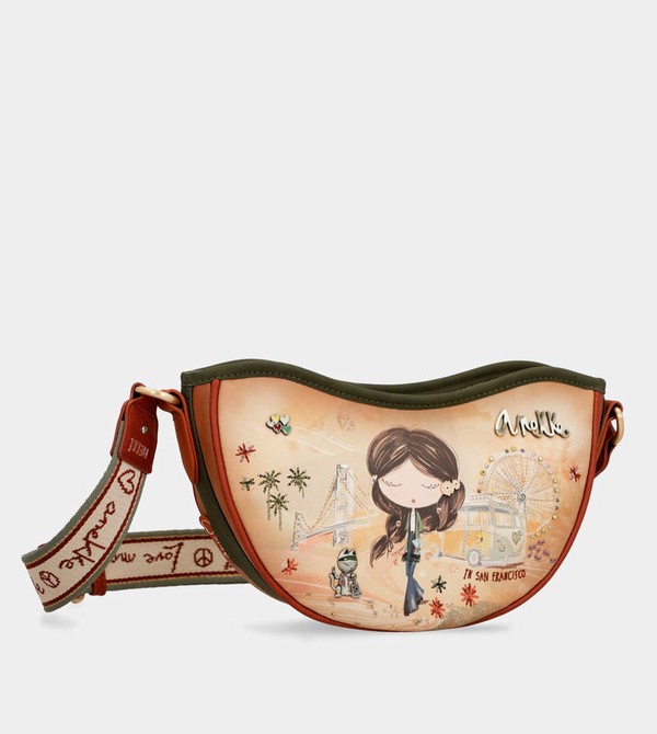 Anekke Peace & Love Camel Oval Borse Crossbody | BN3152670