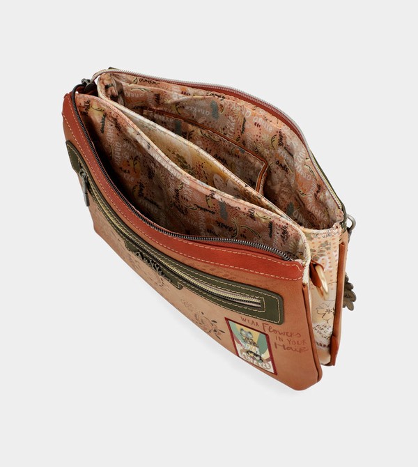 Anekke Peace & Love Camel Print Borse Crossbody | QX7421960