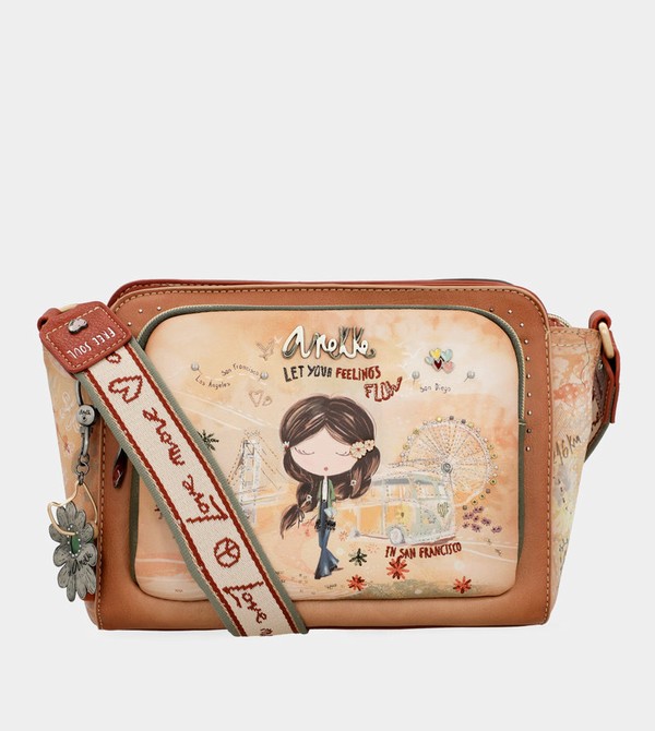 Anekke Peace & Love Camel Rectangular Borse Crossbody | HR5780431