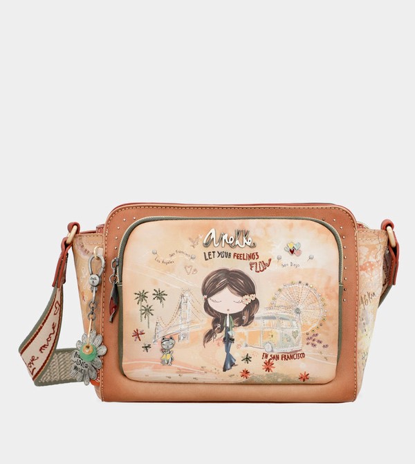 Anekke Peace & Love Camel Rectangular Borse Crossbody | HR5780431