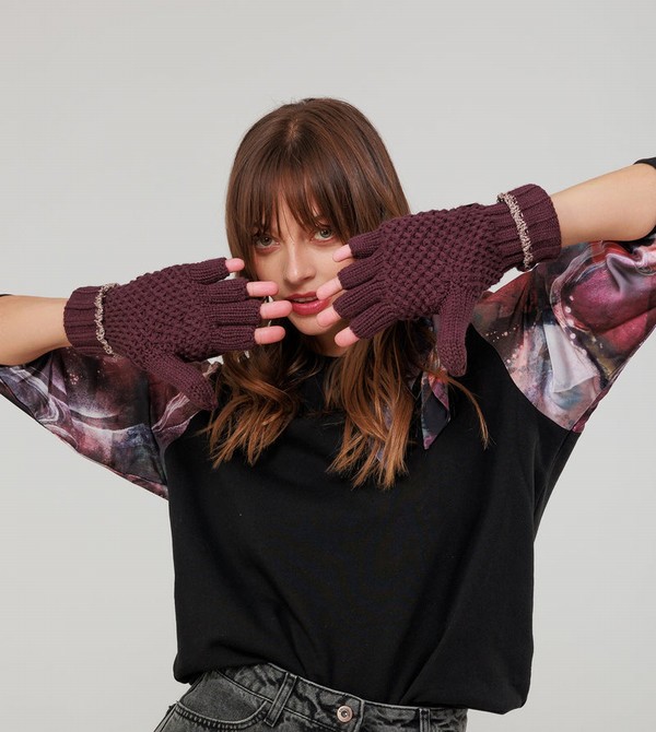 Anekke Purple Knitted Mittens Guanti | HM6349810