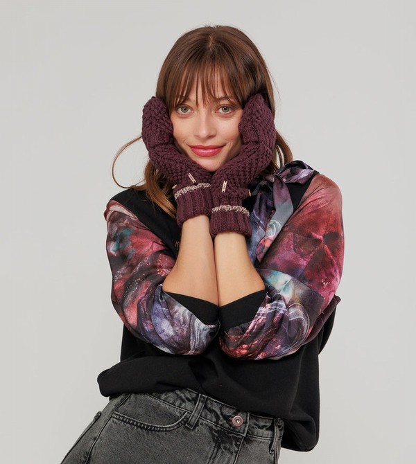 Anekke Purple Knitted Mittens Guanti | HM6349810