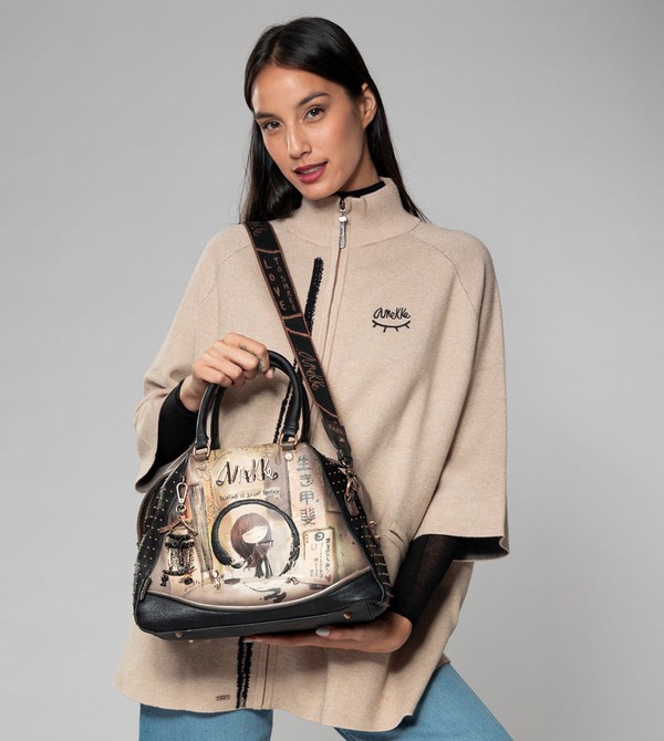 Anekke Shōen Large Black Borse Crossbody | YT9830267