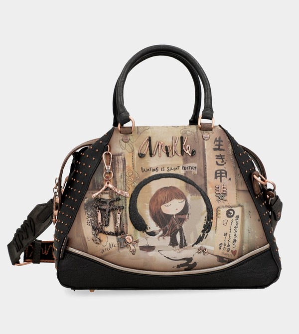 Anekke Shōen Large Black Borse Crossbody | YT9830267